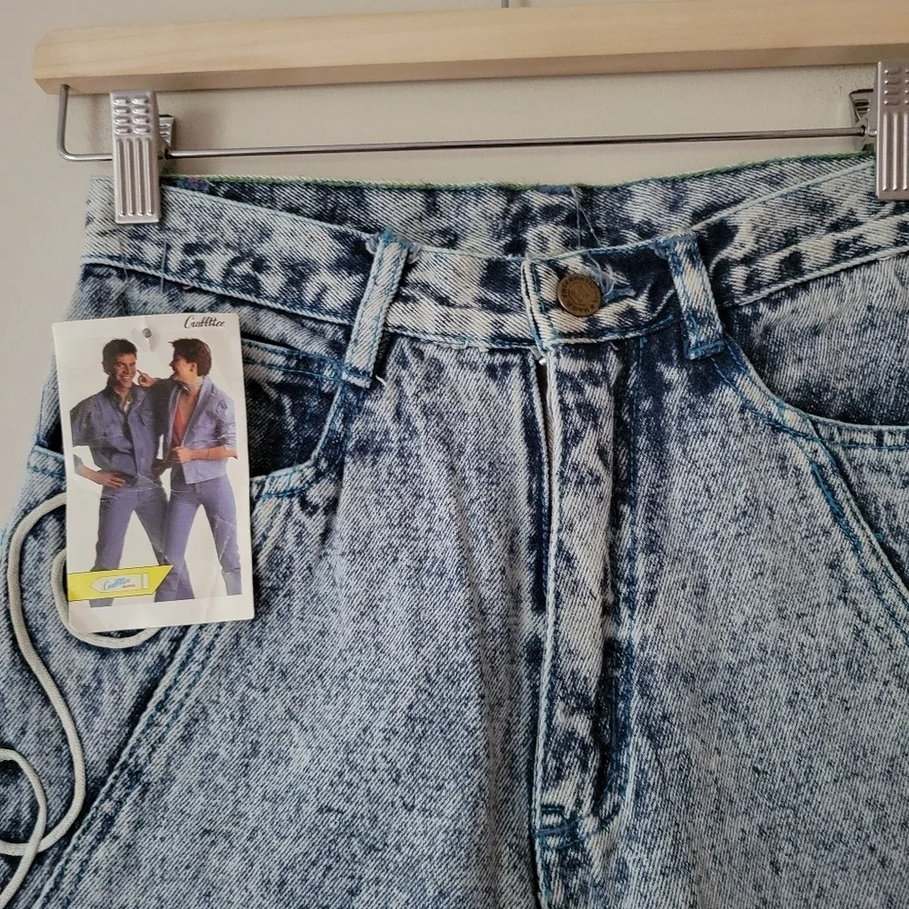 Vintage NWT Deadstock Acid Wash 80s Western Tapered Leg Jeans Size 26 - Picture 7 of 8